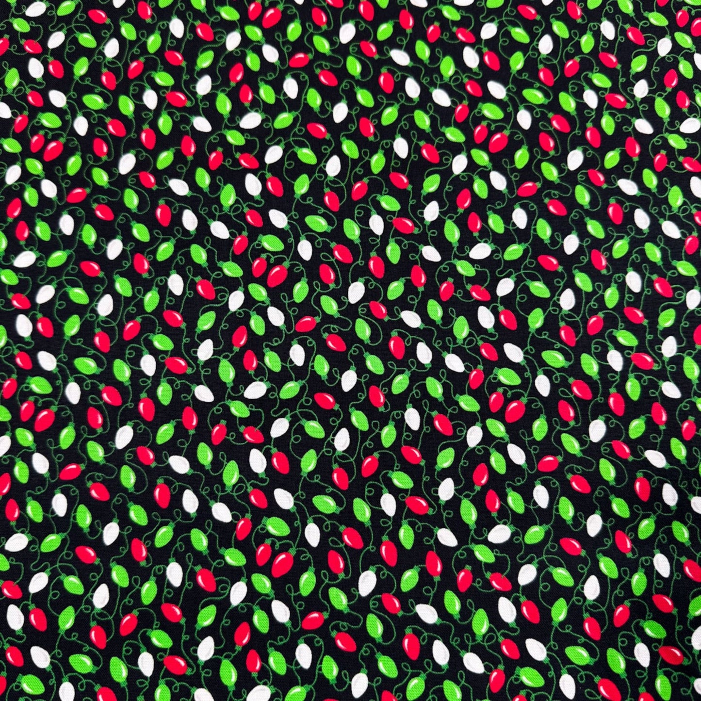 Festive Mini Christmas Light Fabric CD1413 Black Christmas Cotton - Mary Jo Fabrics