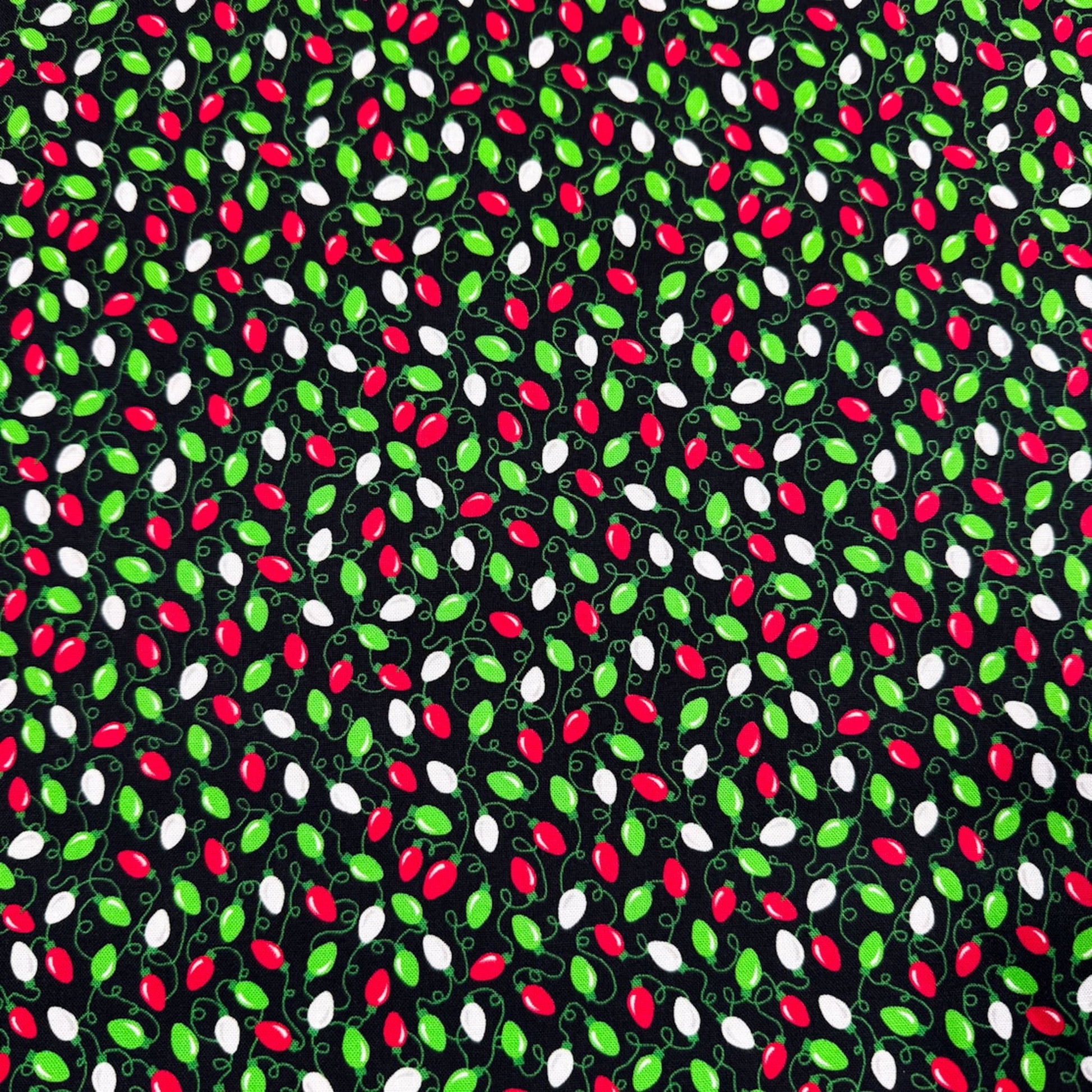 Festive Mini Christmas Light Fabric CD1413 Black Christmas Cotton - Mary Jo Fabrics