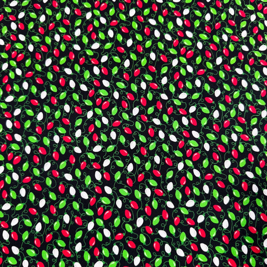 Festive Mini Christmas Light Fabric CD1413 Black Christmas Cotton - Mary Jo Fabrics