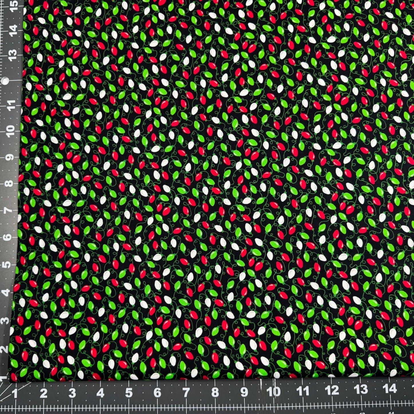 Festive Mini Christmas Light Fabric CD1413 Black Christmas Cotton - Mary Jo Fabrics
