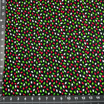 Festive Mini Christmas Light Fabric CD1413 Black Christmas Cotton - Mary Jo Fabrics