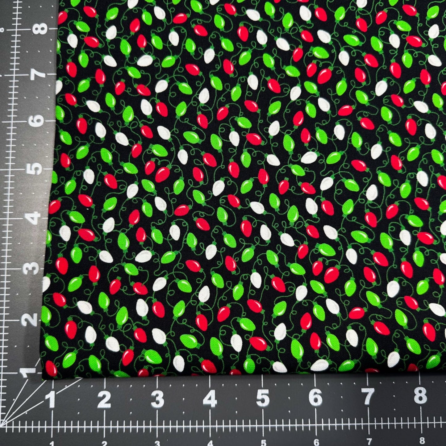 Festive Mini Christmas Light Fabric CD1413 Black Christmas Cotton - Mary Jo Fabrics