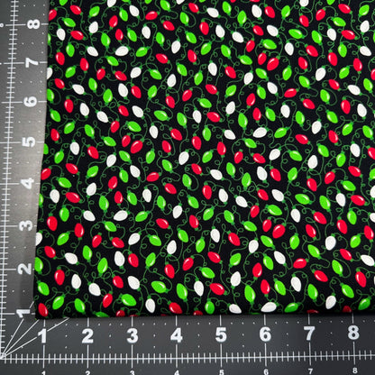 Festive Mini Christmas Light Fabric CD1413 Black Christmas Cotton - Mary Jo Fabrics