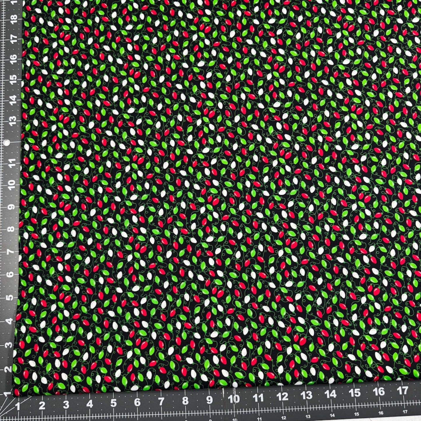 Festive Mini Christmas Light Fabric CD1413 Black Christmas Cotton - Mary Jo Fabrics