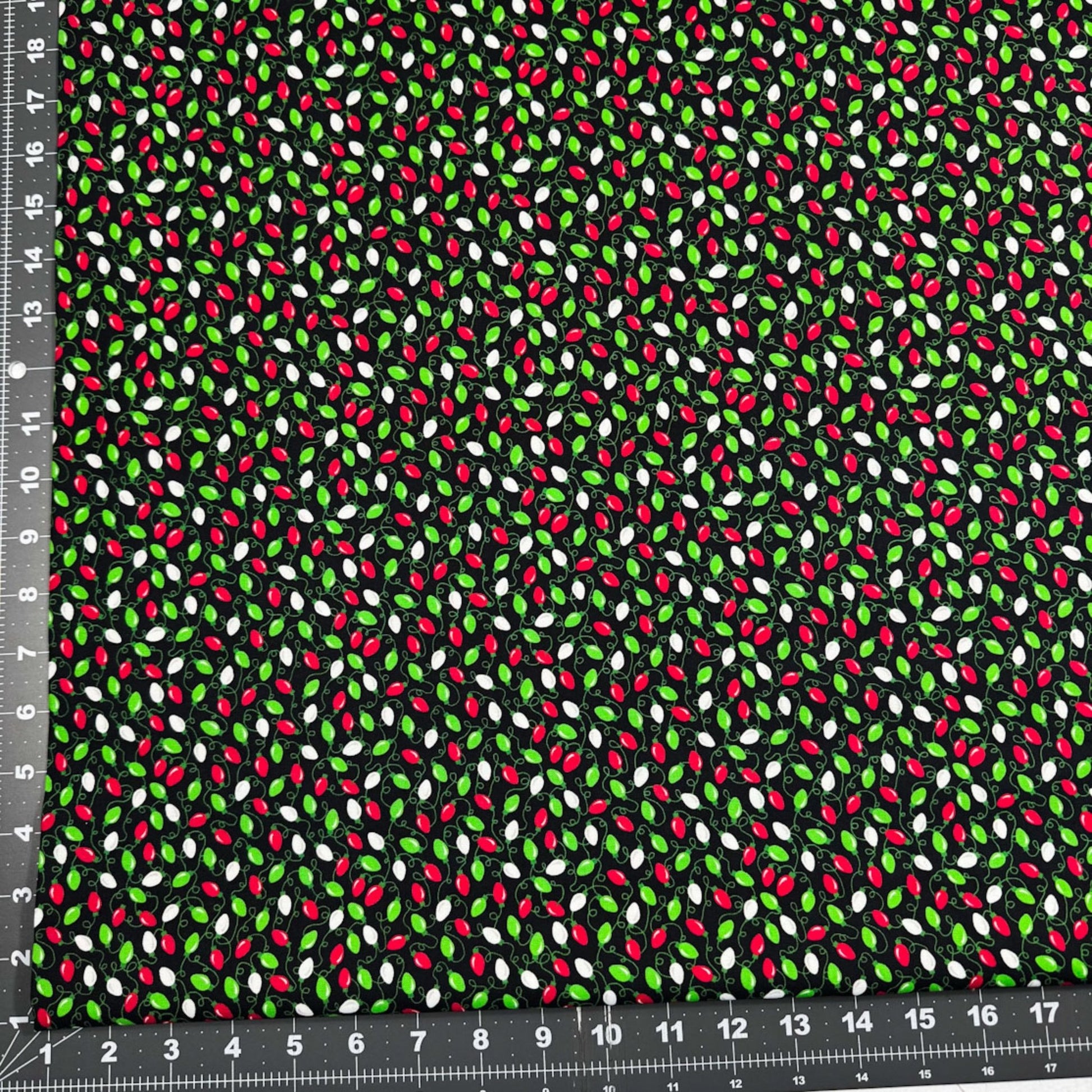 Festive Mini Christmas Light Fabric CD1413 Black Christmas Cotton - Mary Jo Fabrics