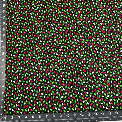 Festive Mini Christmas Light Fabric CD1413 Black Christmas Cotton - Mary Jo Fabrics