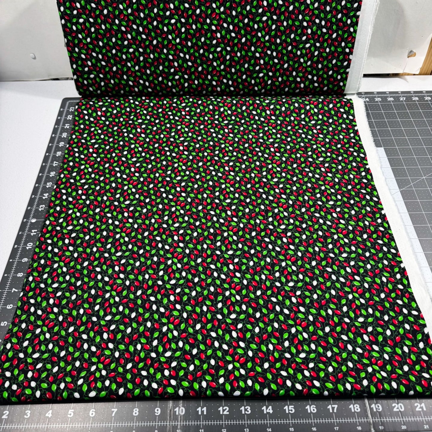 Festive Mini Christmas Light Fabric CD1413 Black Christmas Cotton - Mary Jo Fabrics