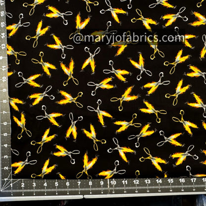 Flaming Scissors Cotton Fabric C8486 Black Fire - Mary Jo Fabrics