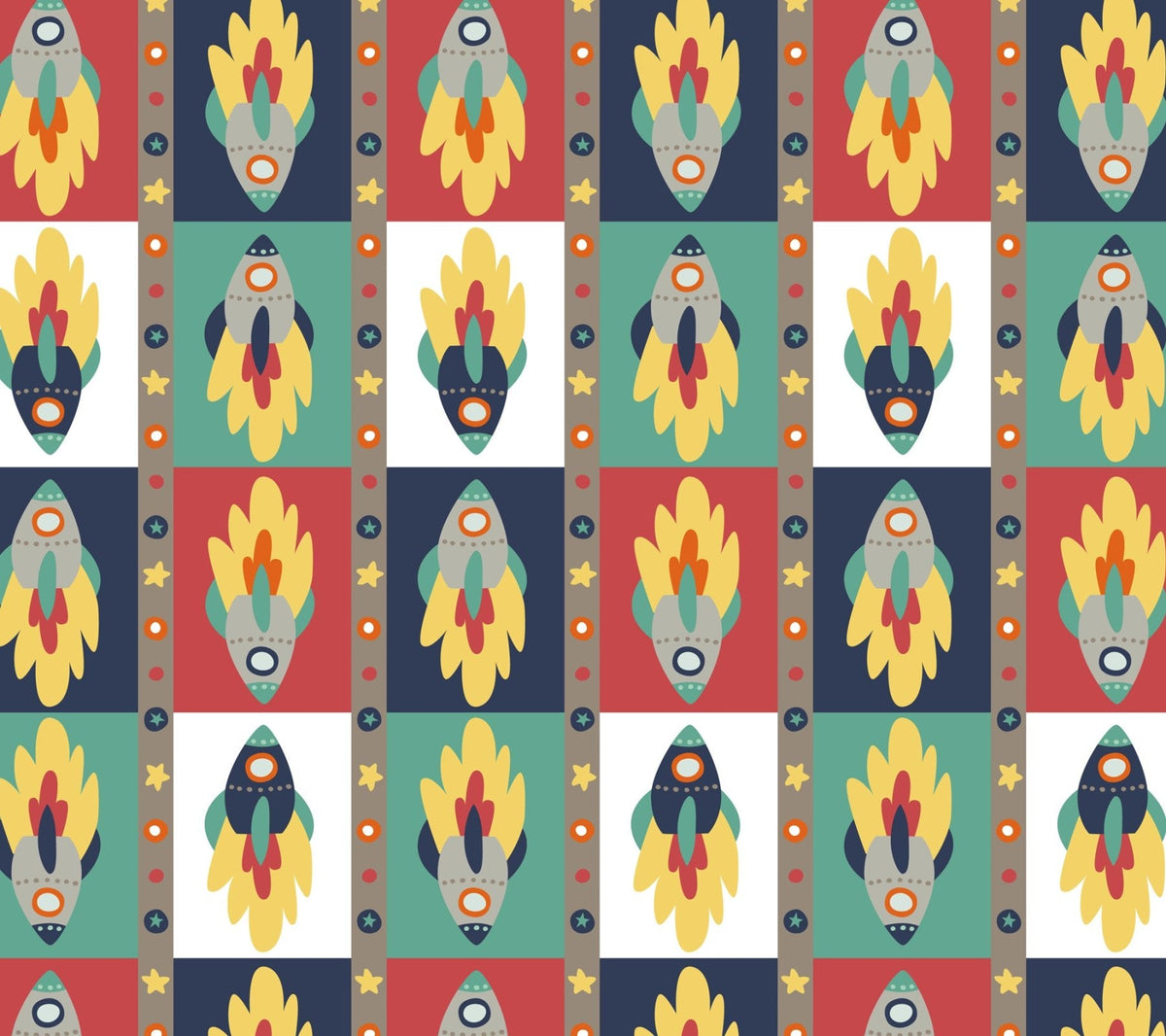 Flying Rocket FLANNEL DX2559 Firing Rocket Blocks - Mary Jo Fabrics