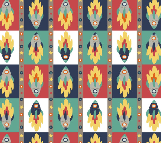 Flying Rocket FLANNEL DX2559 Firing Rocket Blocks - Mary Jo Fabrics