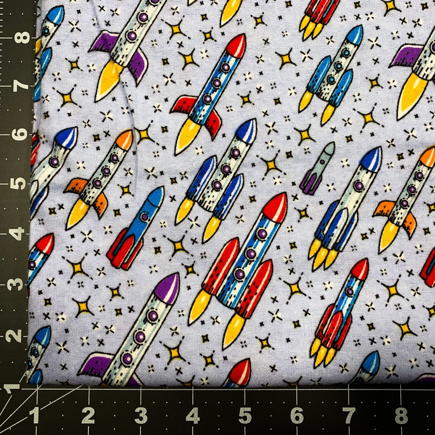 Flying Rockets FLANNEL DX5316 Up and Away Rocket - Mary Jo Fabrics
