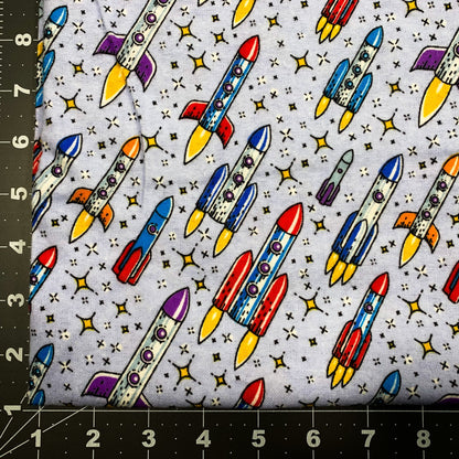 Flying Rockets FLANNEL DX5316 Up and Away Rocket - Mary Jo Fabrics