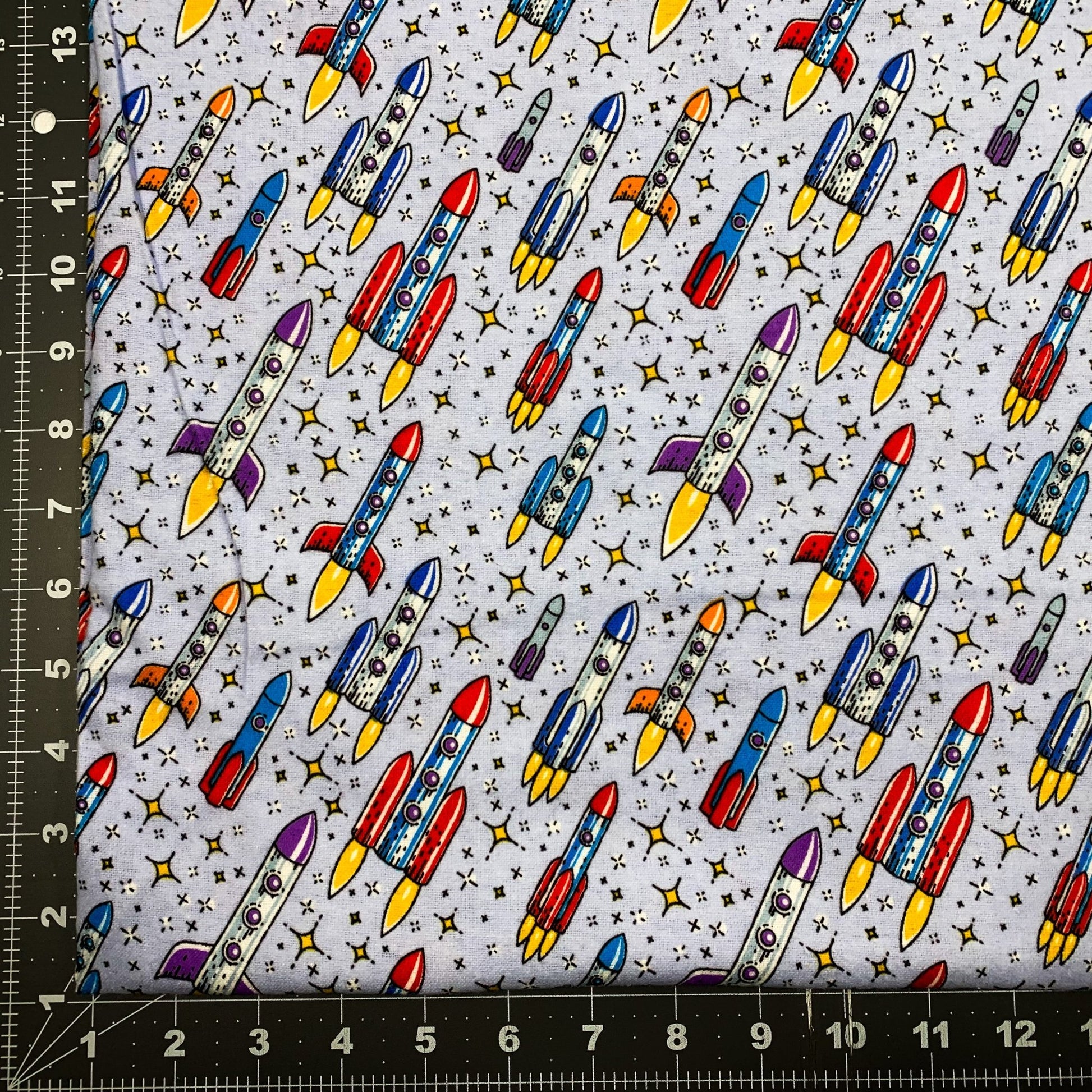 Flying Rockets FLANNEL DX5316 Up and Away Rocket - Mary Jo Fabrics