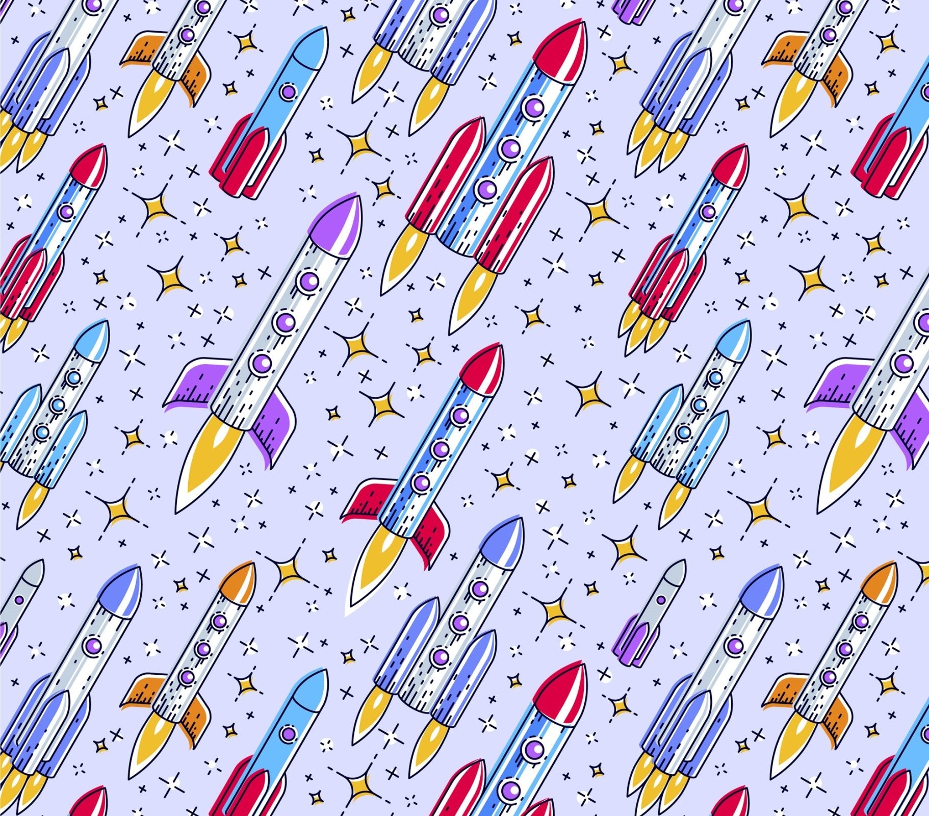 Flying Rockets FLANNEL DX5316 Up and Away Rocket - Mary Jo Fabrics