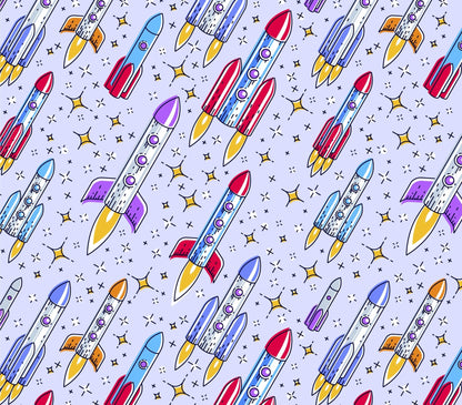 Flying Rockets FLANNEL DX5316 Up and Away Rocket - Mary Jo Fabrics