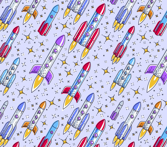 Flying Rockets FLANNEL DX5316 Up and Away Rocket - Mary Jo Fabrics