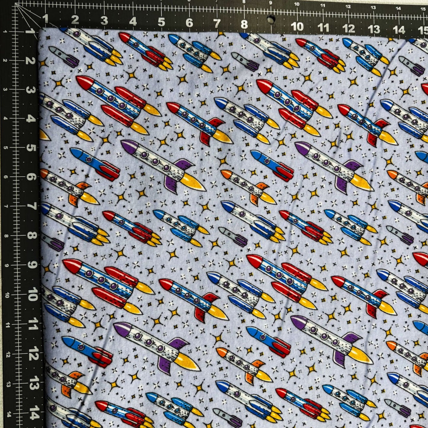Flying Rockets FLANNEL DX5316 Up and Away Rocket - Mary Jo Fabrics