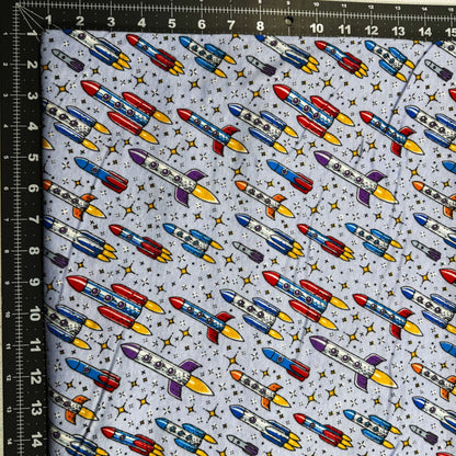 Flying Rockets FLANNEL DX5316 Up and Away Rocket - Mary Jo Fabrics