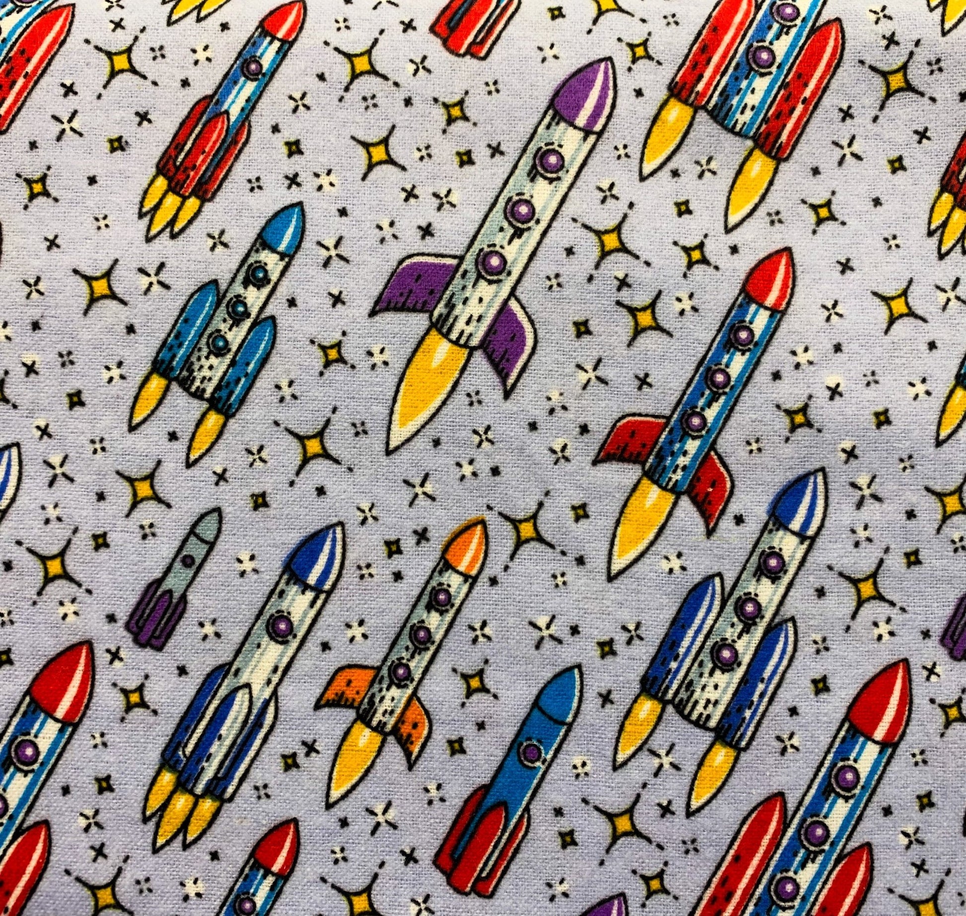 Flying Rockets FLANNEL DX5316 Up and Away Rocket - Mary Jo Fabrics