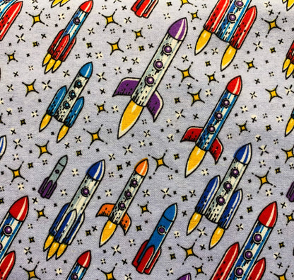 Flying Rockets FLANNEL DX5316 Up and Away Rocket - Mary Jo Fabrics