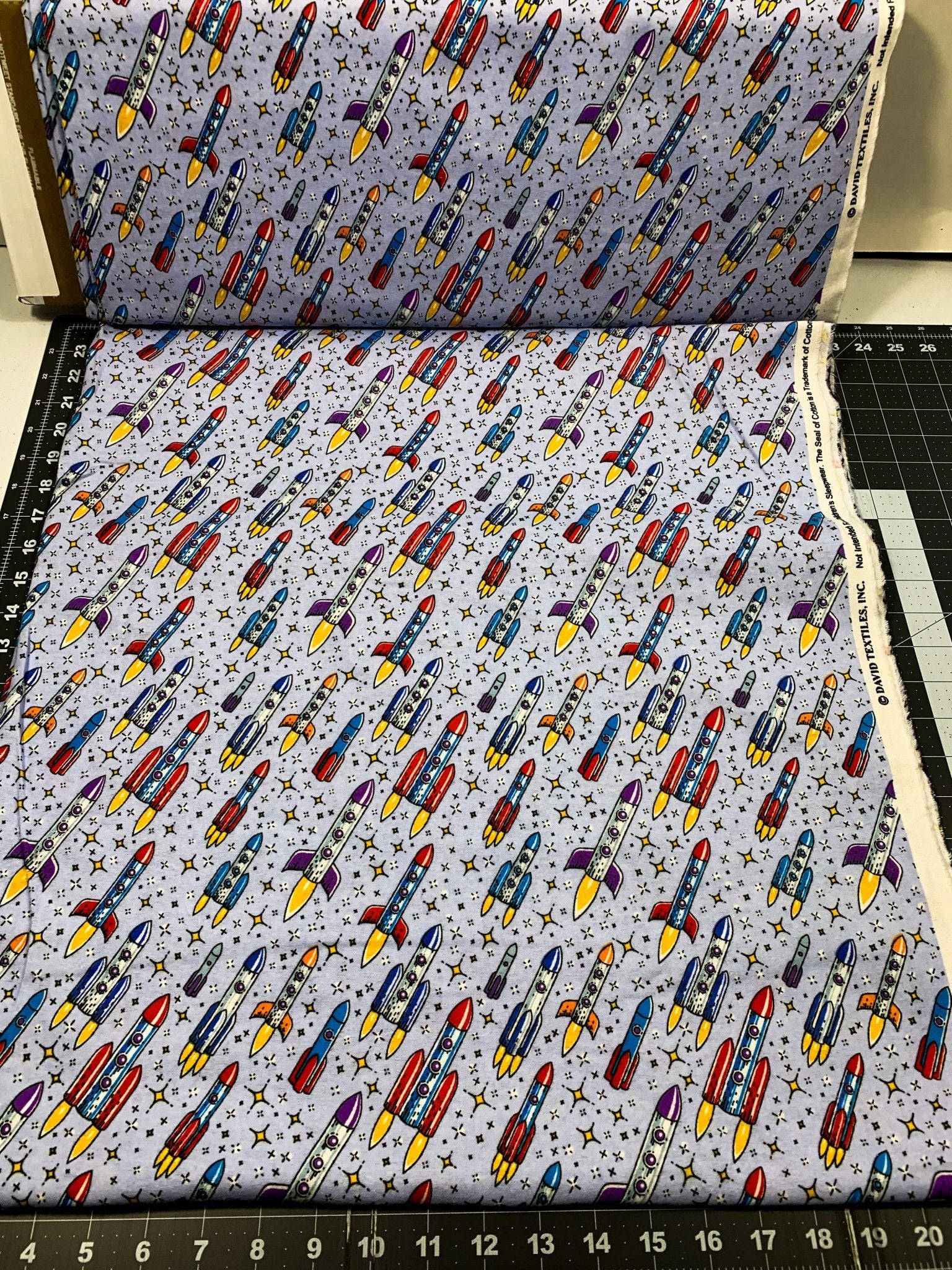Flying Rockets FLANNEL DX5316 Up and Away Rocket - Mary Jo Fabrics