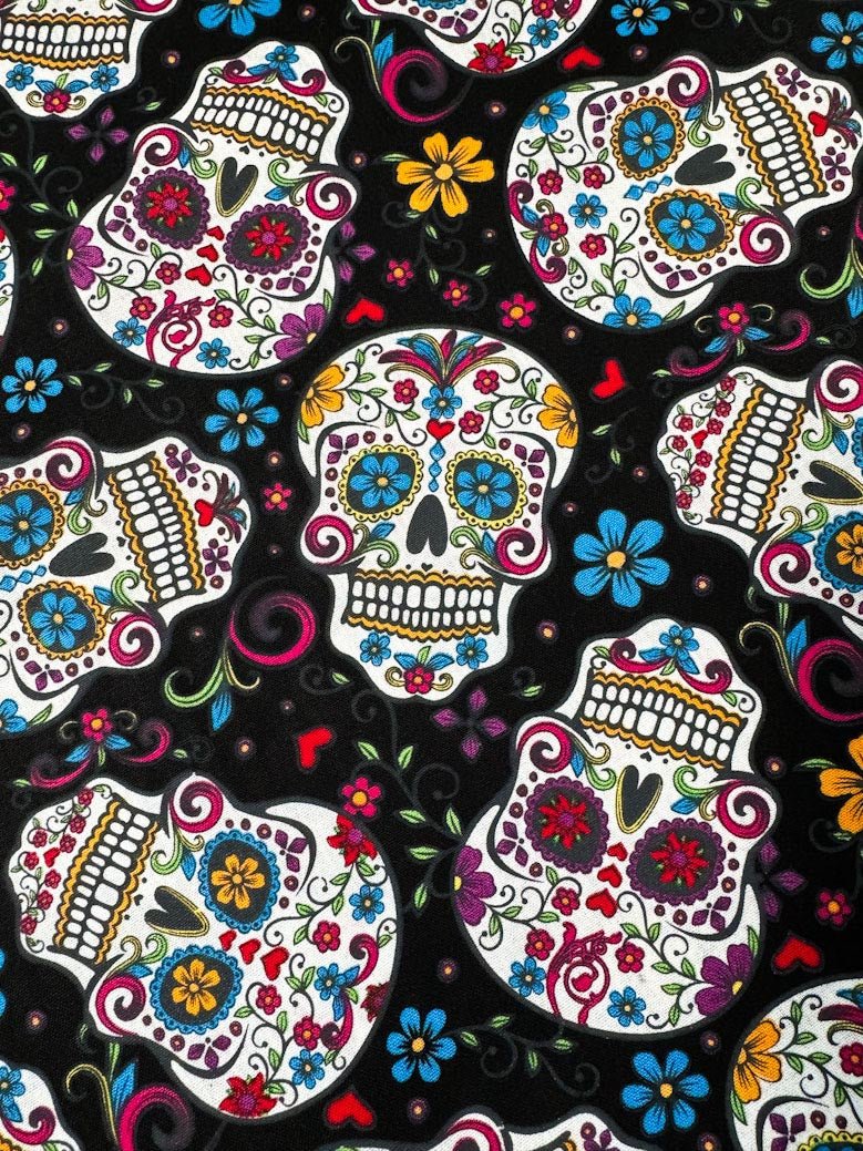 Folkloric Skulls fabric DT28882C skull cotton fabric - Mary Jo Fabrics