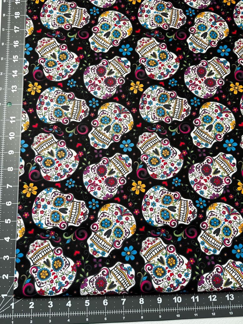 Folkloric Skulls fabric DT28882C skull cotton fabric - Mary Jo Fabrics