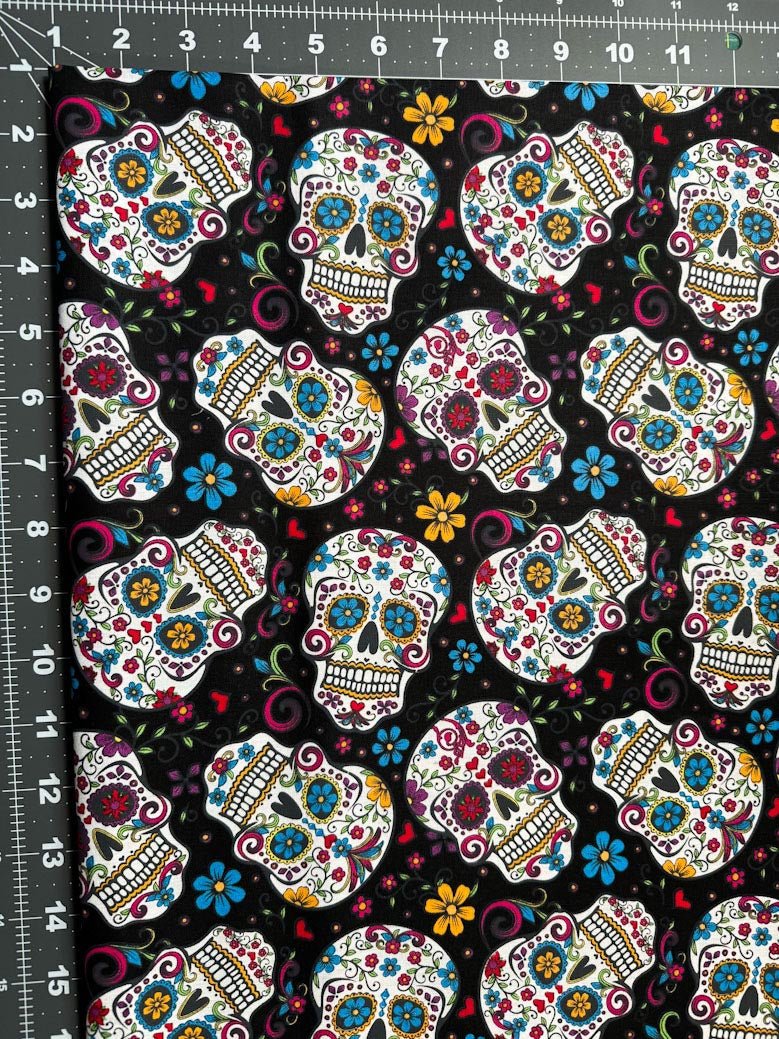 Folkloric Skulls fabric DT28882C skull cotton fabric - Mary Jo Fabrics