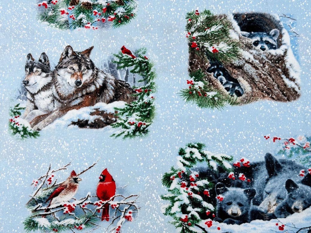 Forest Animals fabric 9813 snow winter companions - Mary Jo Fabrics