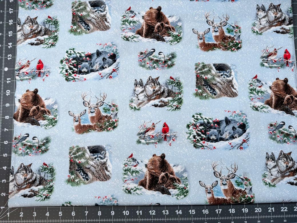 Forest Animals fabric 9813 snow winter companions - Mary Jo Fabrics