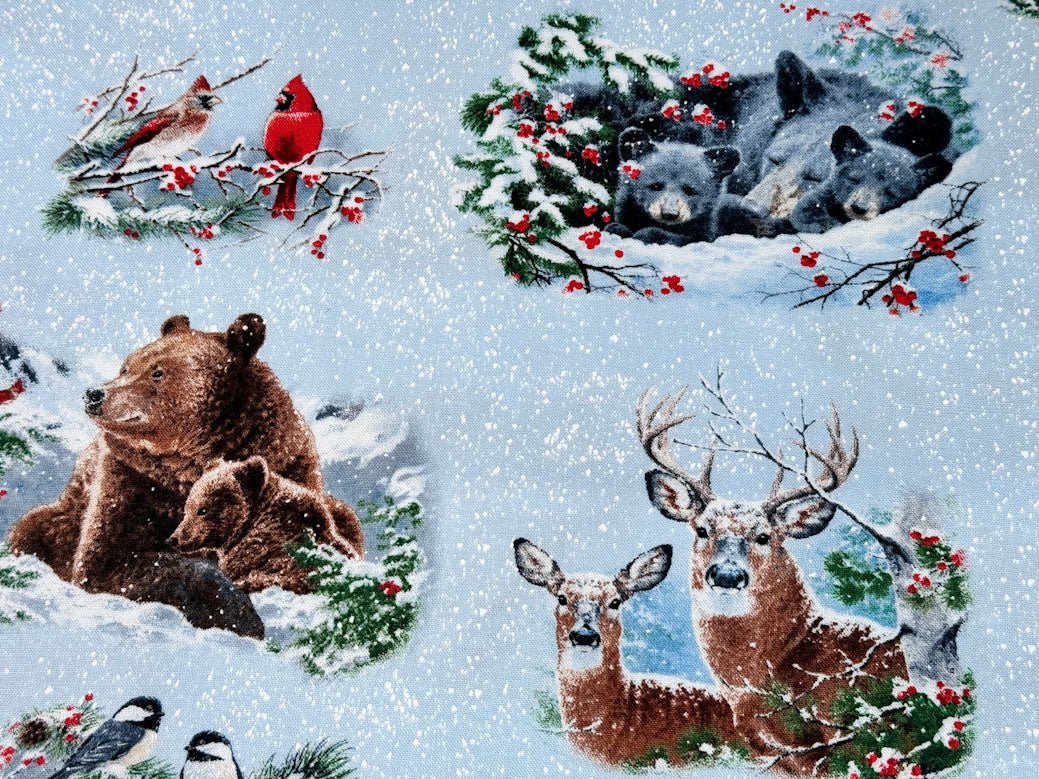 Forest Animals fabric 9813 snow winter companions - Mary Jo Fabrics