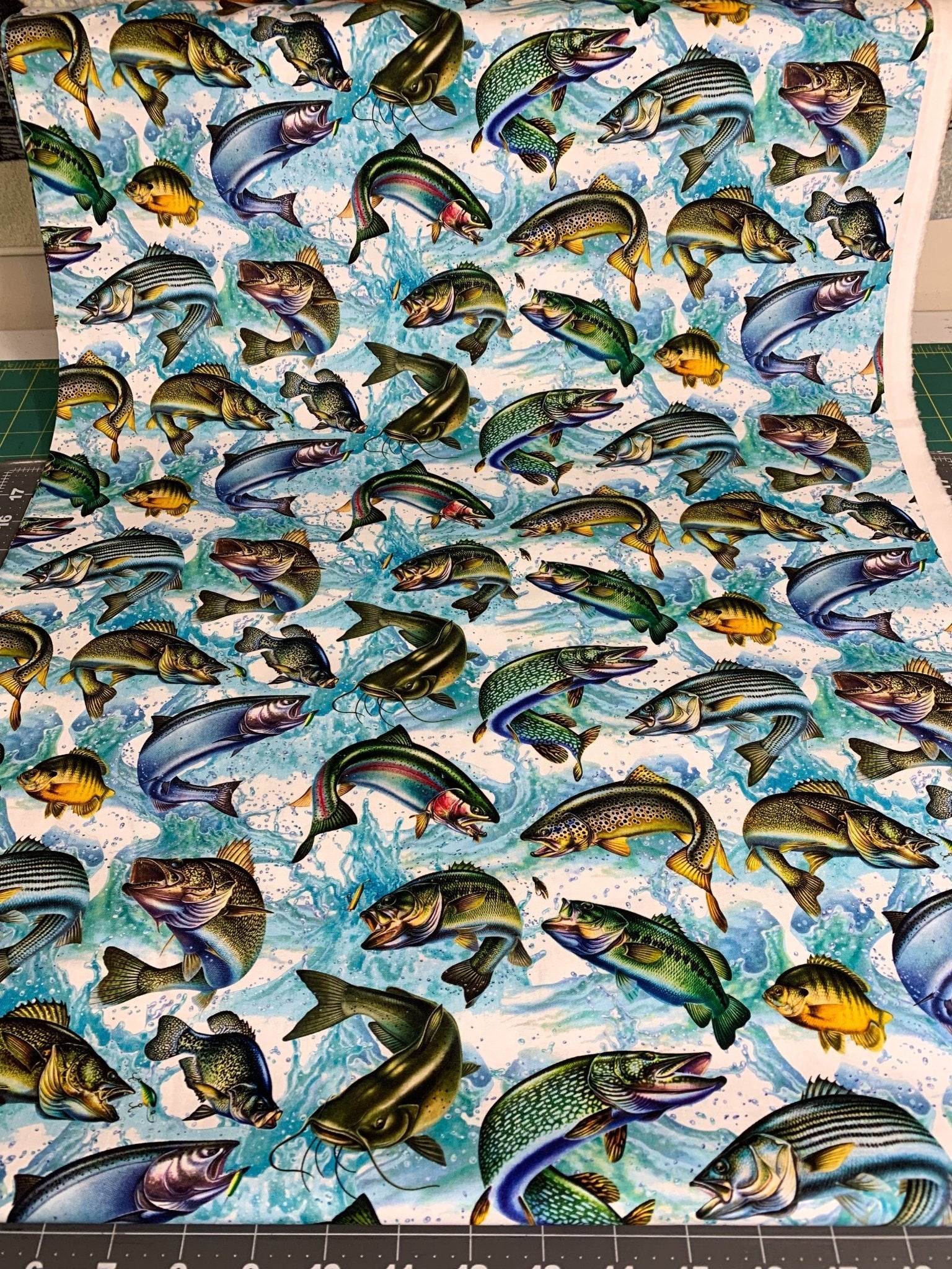 Freshwater Fish fabric JQ - 0054 - 9C Fish cotton fabric - Mary Jo Fabrics