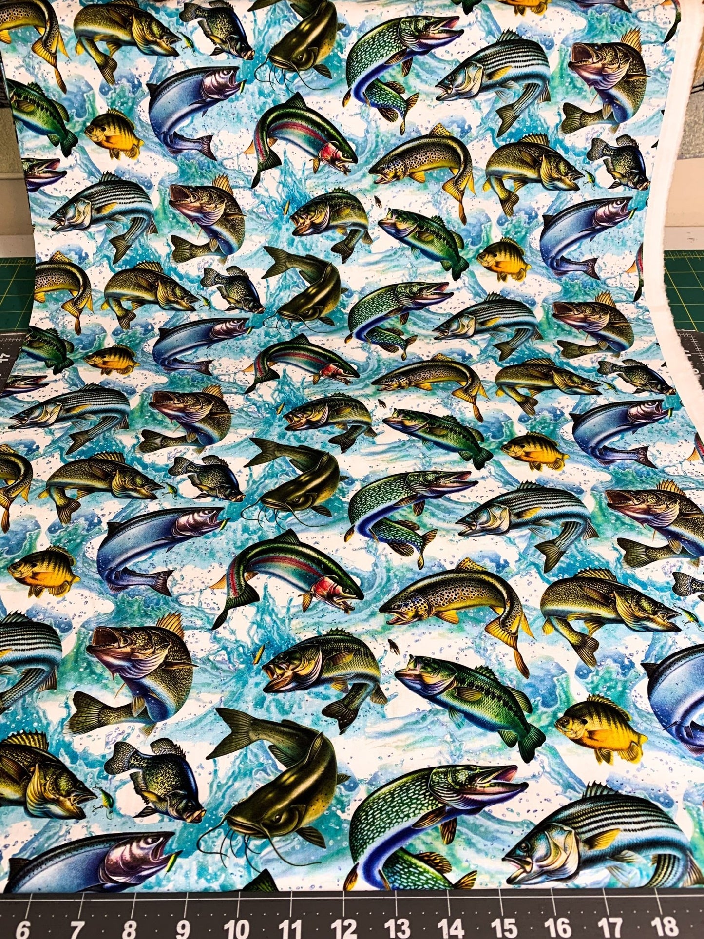 Freshwater Fish fabric JQ - 0054 - 9C Fish cotton fabric - Mary Jo Fabrics