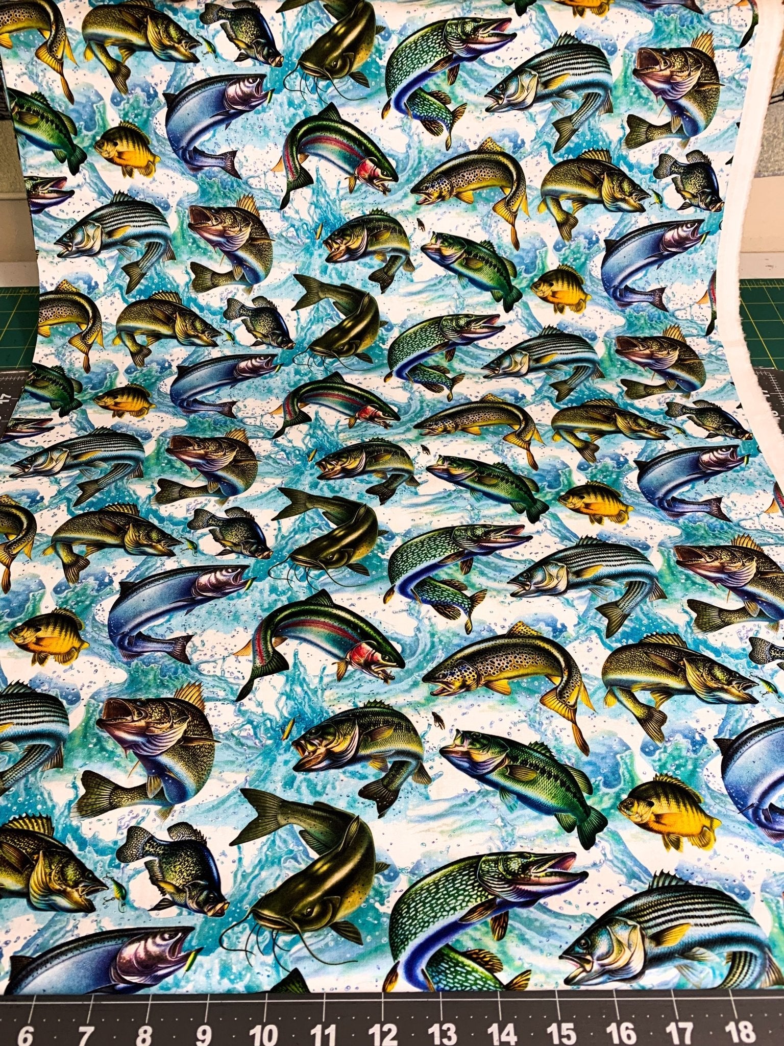 Freshwater Fish fabric JQ - 0054 - 9C Fish cotton fabric - Mary Jo Fabrics