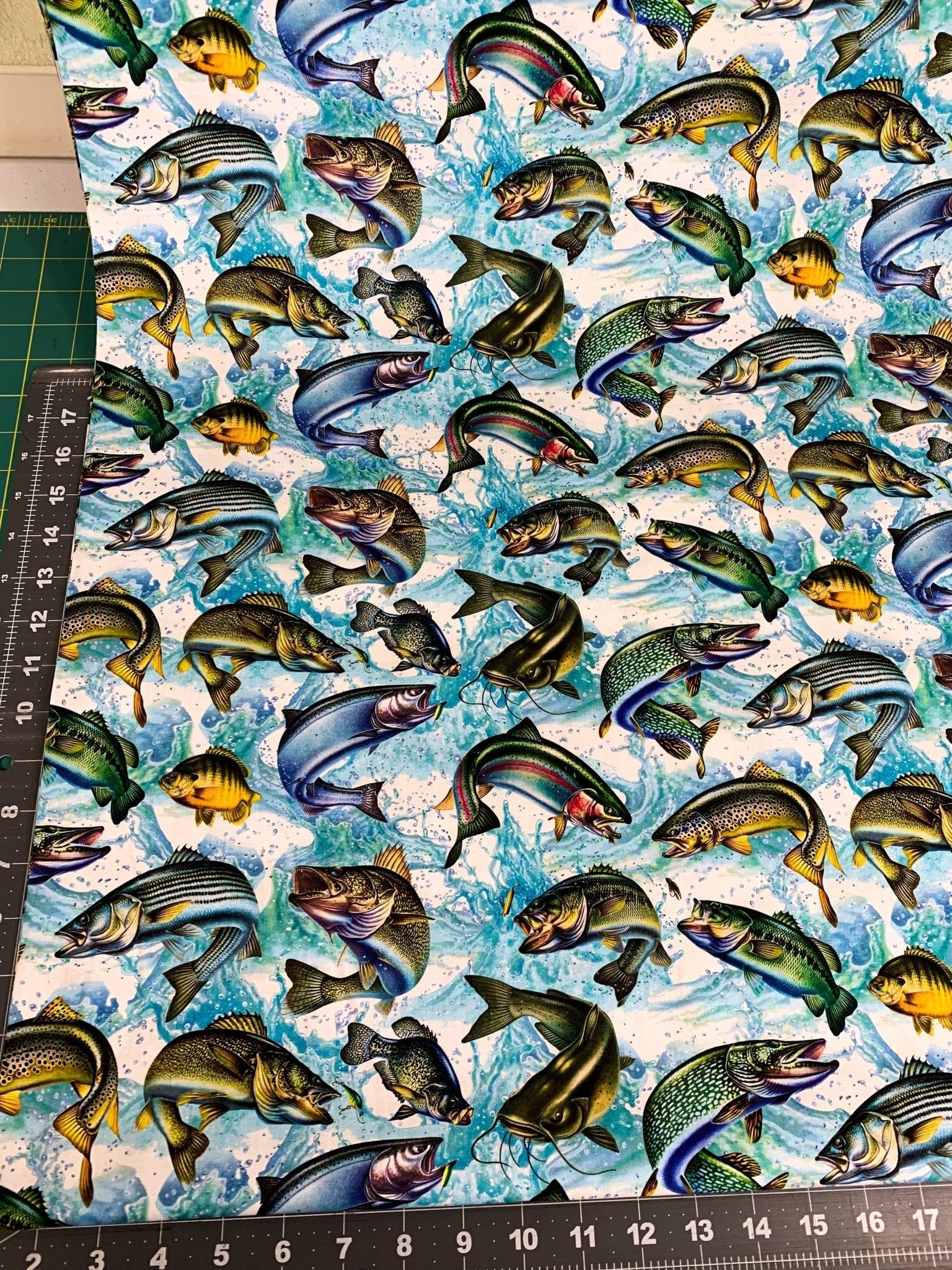 Freshwater Fish fabric JQ - 0054 - 9C Fish cotton fabric - Mary Jo Fabrics