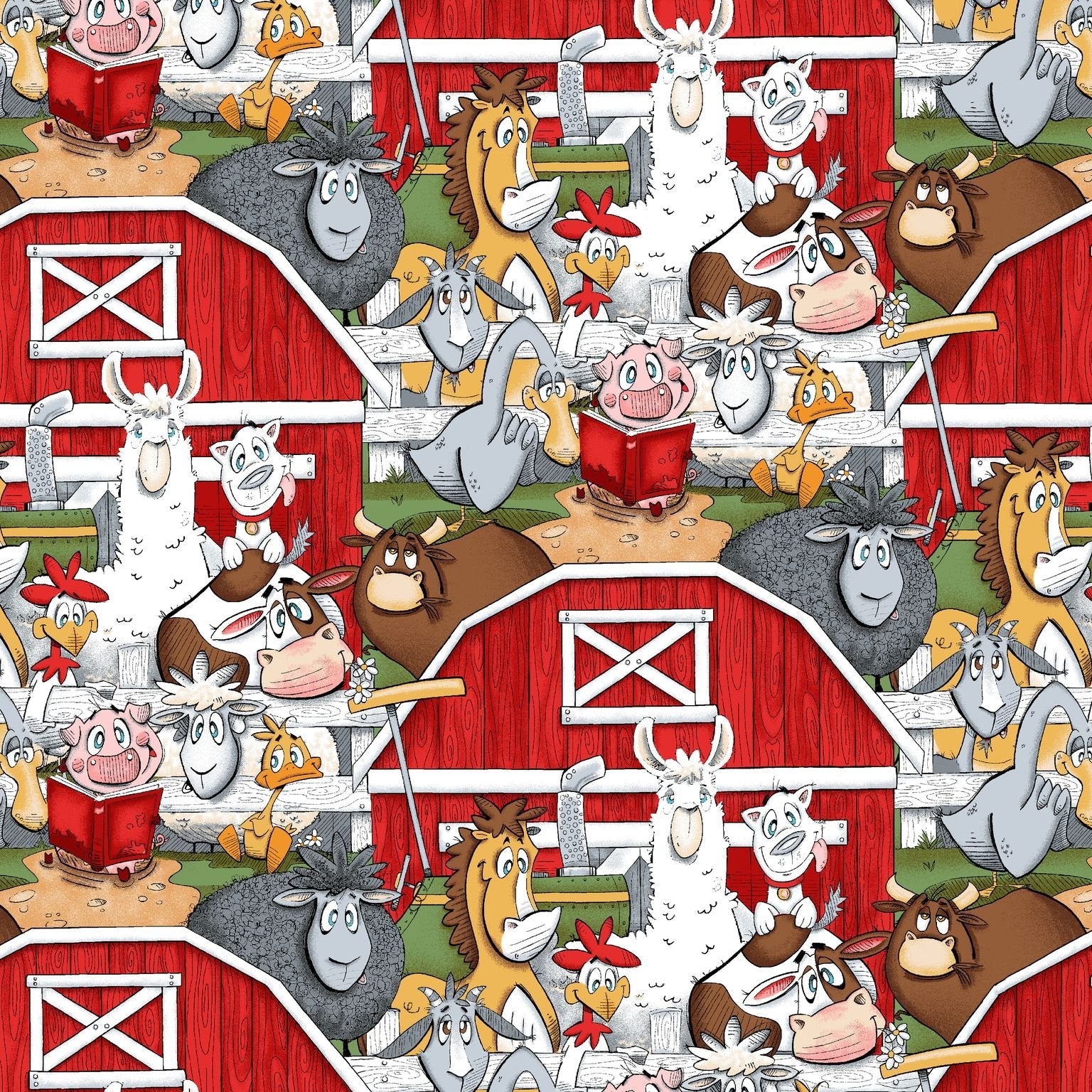 Fun Barnyard Animal fabric Old MacDonald had a Farm fabric - Mary Jo Fabrics