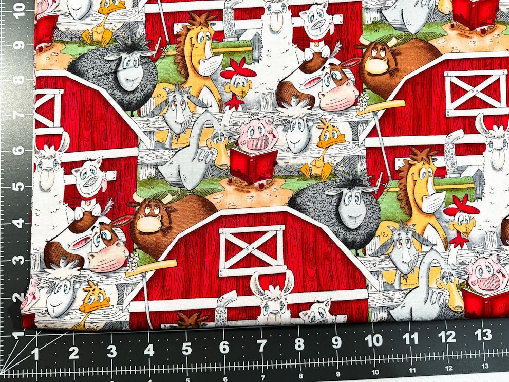 Fun Barnyard Animal fabric Old MacDonald had a Farm fabric - Mary Jo Fabrics