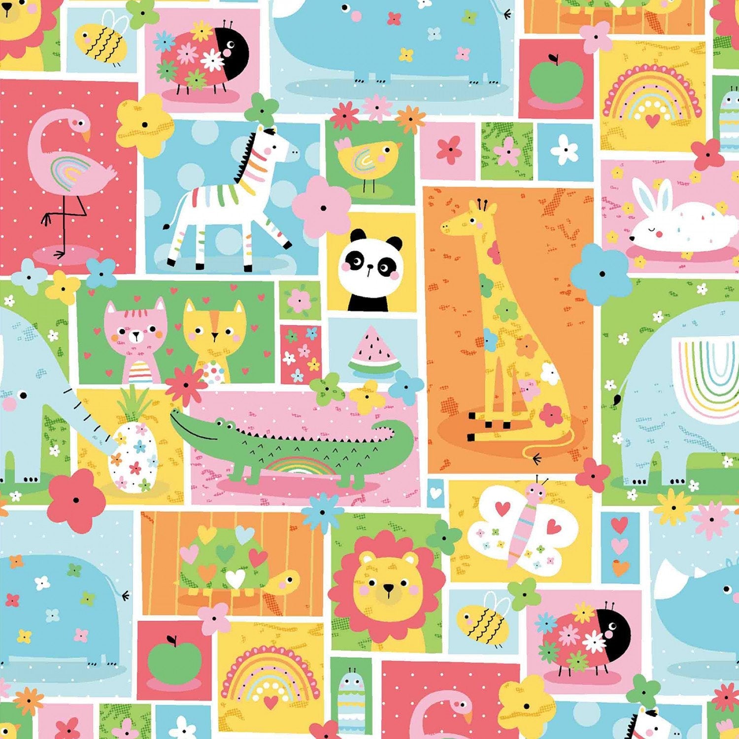 Fun Block Animal FLANNEL 44 - 7971 Animal Patch - Mary Jo Fabrics
