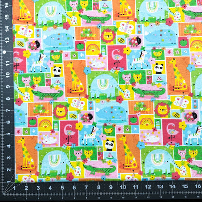 Fun Block Animal FLANNEL 44 - 7971 Animal Patch - Mary Jo Fabrics