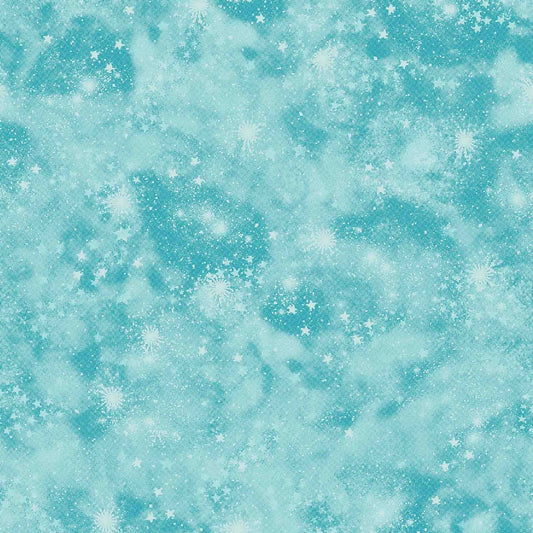 Galaxy Stars FLANNEL Turquoise 44-8015 Space Flannel - Mary Jo Fabrics
