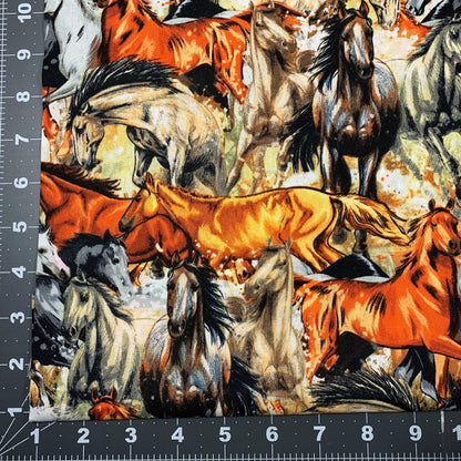Cowboy Horses Fabric DX4179 Yellowstone ranch Cotton Fabric - Mary Jo Fabrics