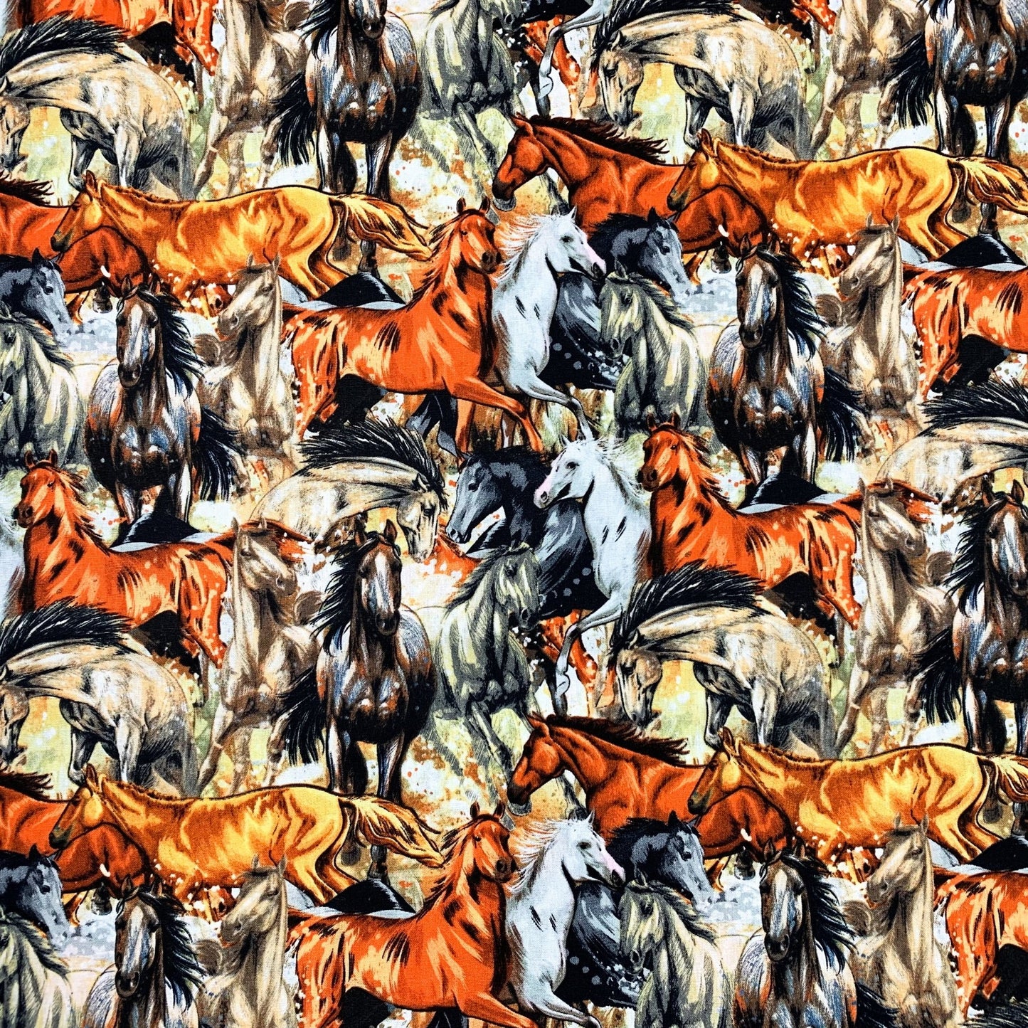 Galloping Horses Fabric DX4179 Wild Horse Cotton Fabric - Mary Jo Fabrics