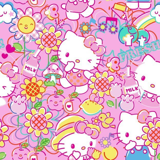 Garden Doodle Hello Kitty Fabric 77658 Sanrio - Mary Jo Fabrics