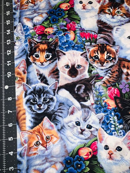 Garden Kitten fabric Cat cotton fabric Animal Love - Mary Jo Fabrics