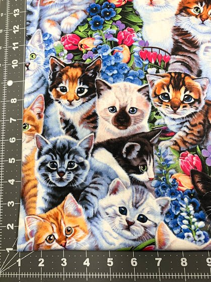 Garden Kitten fabric Cat cotton fabric Animal Love - Mary Jo Fabrics