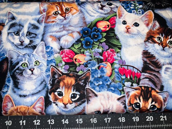 Garden Kitten fabric Cat cotton fabric Animal Love - Mary Jo Fabrics