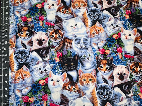 Garden Kitten fabric Cat cotton fabric Animal Love - Mary Jo Fabrics