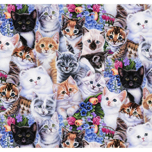 Garden Kitten fabric Cat cotton fabric Animal Love - Mary Jo Fabrics