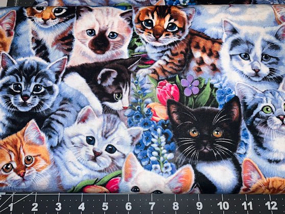 Garden Kitten fabric Cat cotton fabric Animal Love - Mary Jo Fabrics