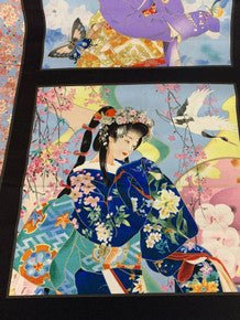 Geisha Girl Japanese fabric 11 inch square block - Mary Jo Fabrics